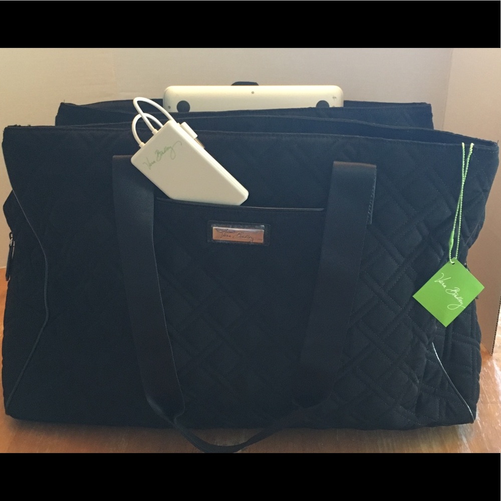 Black Microfiber Triple Compartment Travel Bag